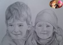 portret in creion cu 2 copii